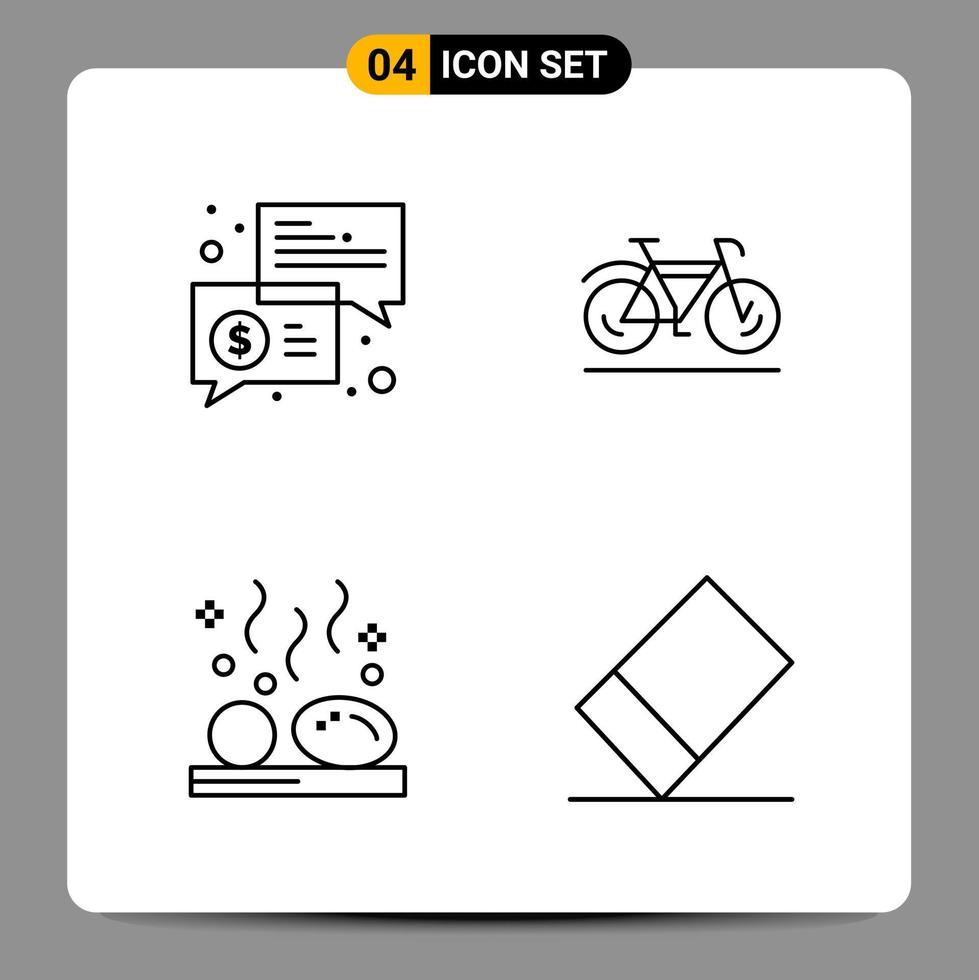 4 Black Icon Pack Outline Symbols Signs for Responsive designs on white background 4 Icons Set Creative Black Icon vector background