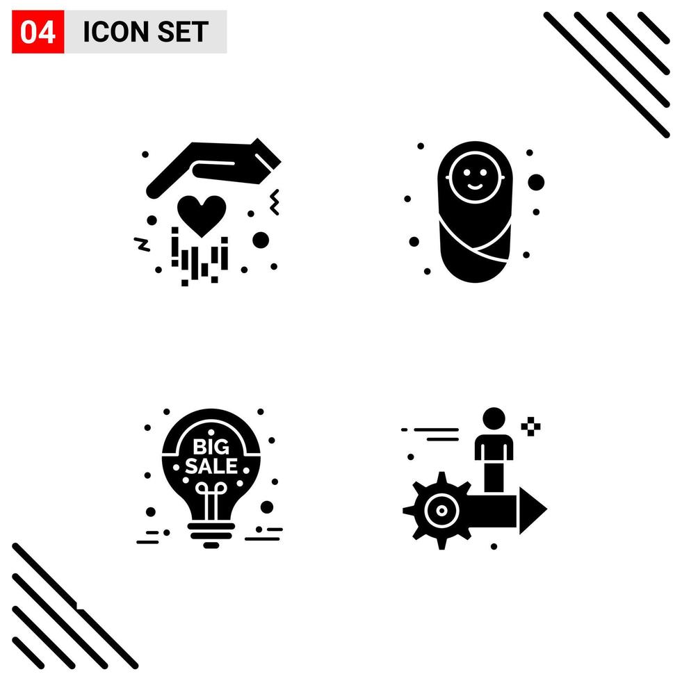 Pixle Perfect Set of 4 Solid Icons Glyph Icon Set for Webite Designing and Mobile Applications Interface Creative Black Icon vector background