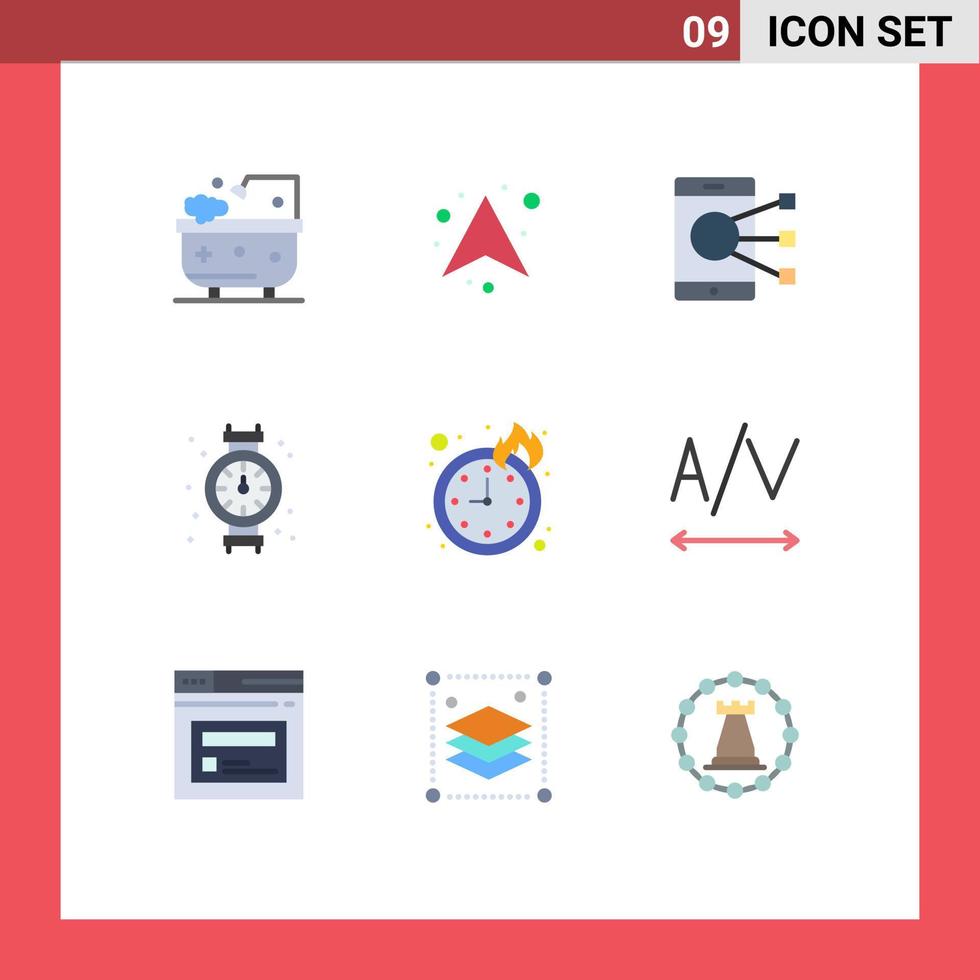 conjunto de pictogramas de 9 colores planos simples de fecha límite fontanero conectar elementos de diseño vectorial editables para compartir mecánicos vector