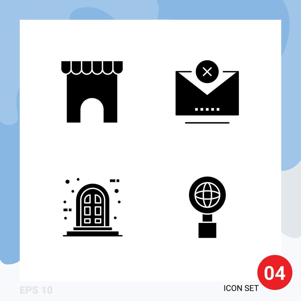 paquete de iconos de vector de stock de 4 signos y símbolos de línea para construir elementos de diseño de vector editables de globo cerrado de tienda de panel