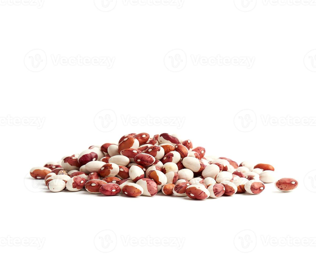 bunch of raw white-red beans on a white background photo