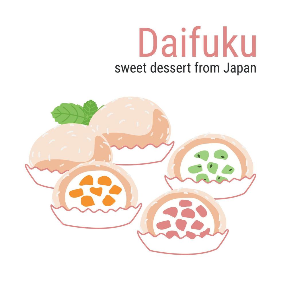 Delicate Daifuku rice cakes vector