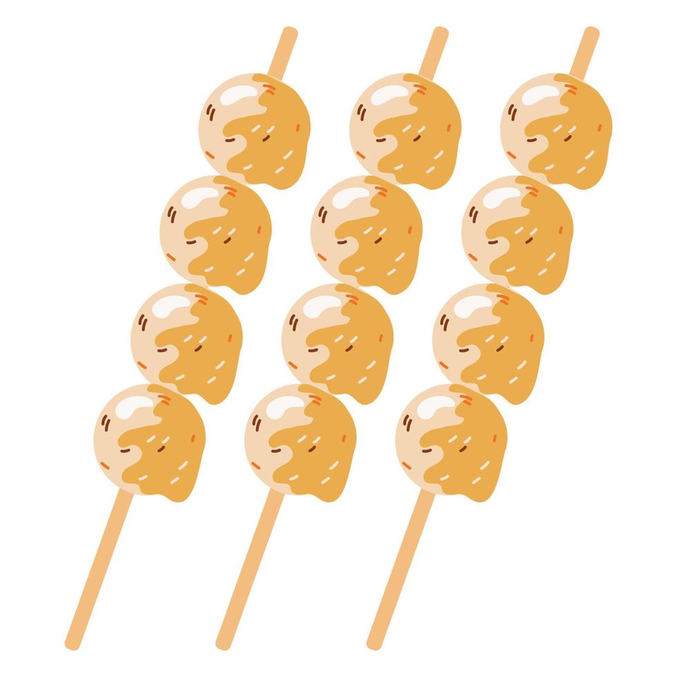 Fried Dango Rice Balls on a stick vector