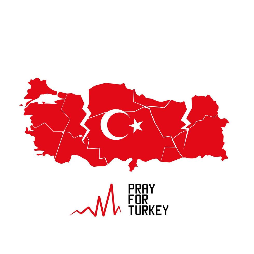 illustration vector of pray for turkey earthquake,map with flag , perfect for banner,etc