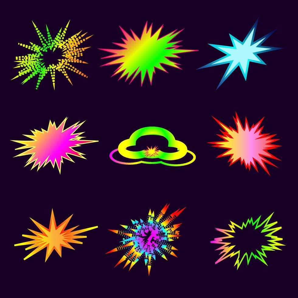 Set of star bubble speech pop art comic colorful decorative symbol frame background design vector illustration 20230206