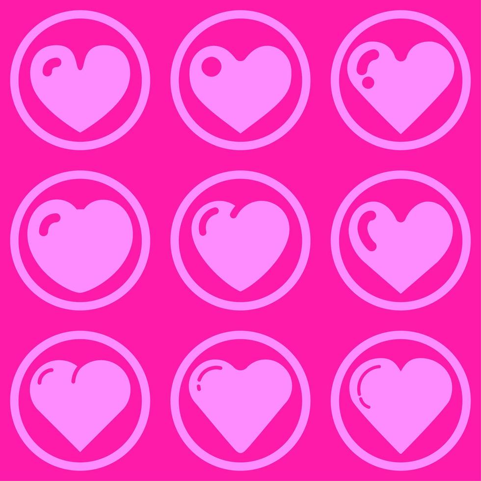 Set of heart vector icon. Valentine day heart vector illustration. Shiny gradient pink heart element design. Hearts graphic resource collection