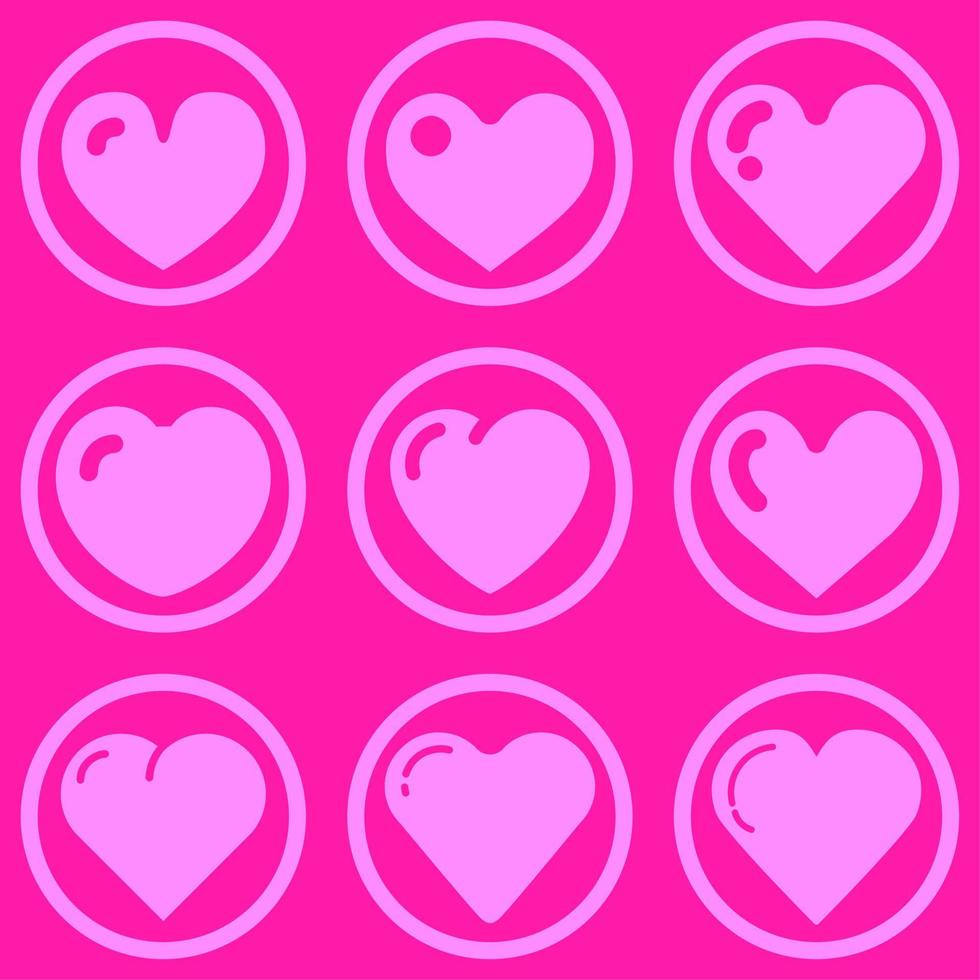 conjunto de icono de vector de corazón. Ilustración de vector de corazón de día de San Valentín. diseño de elemento de corazón rosa degradado brillante. colección de recursos gráficos de corazones