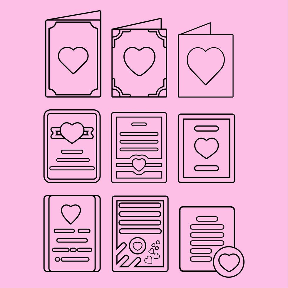 Love card outline vector illustration. Valentine card outline icon design element. Set of gift card with heart graphic resource. Valentine outline resources collection
