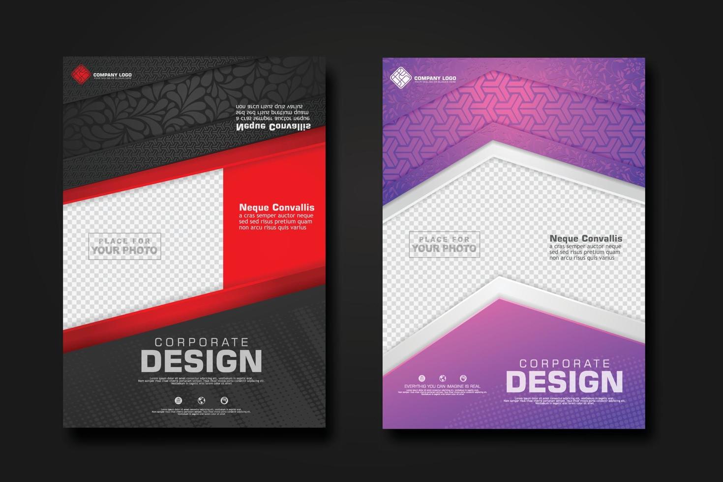 Cover design template with textured modern floral pattern and transparent background can insert photos vector