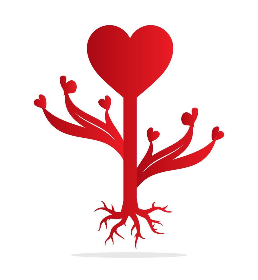 Love Tree Design With Heart Leaves Vector Template