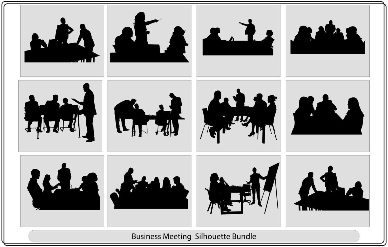 Silhouettes of business people in a conference room. vector