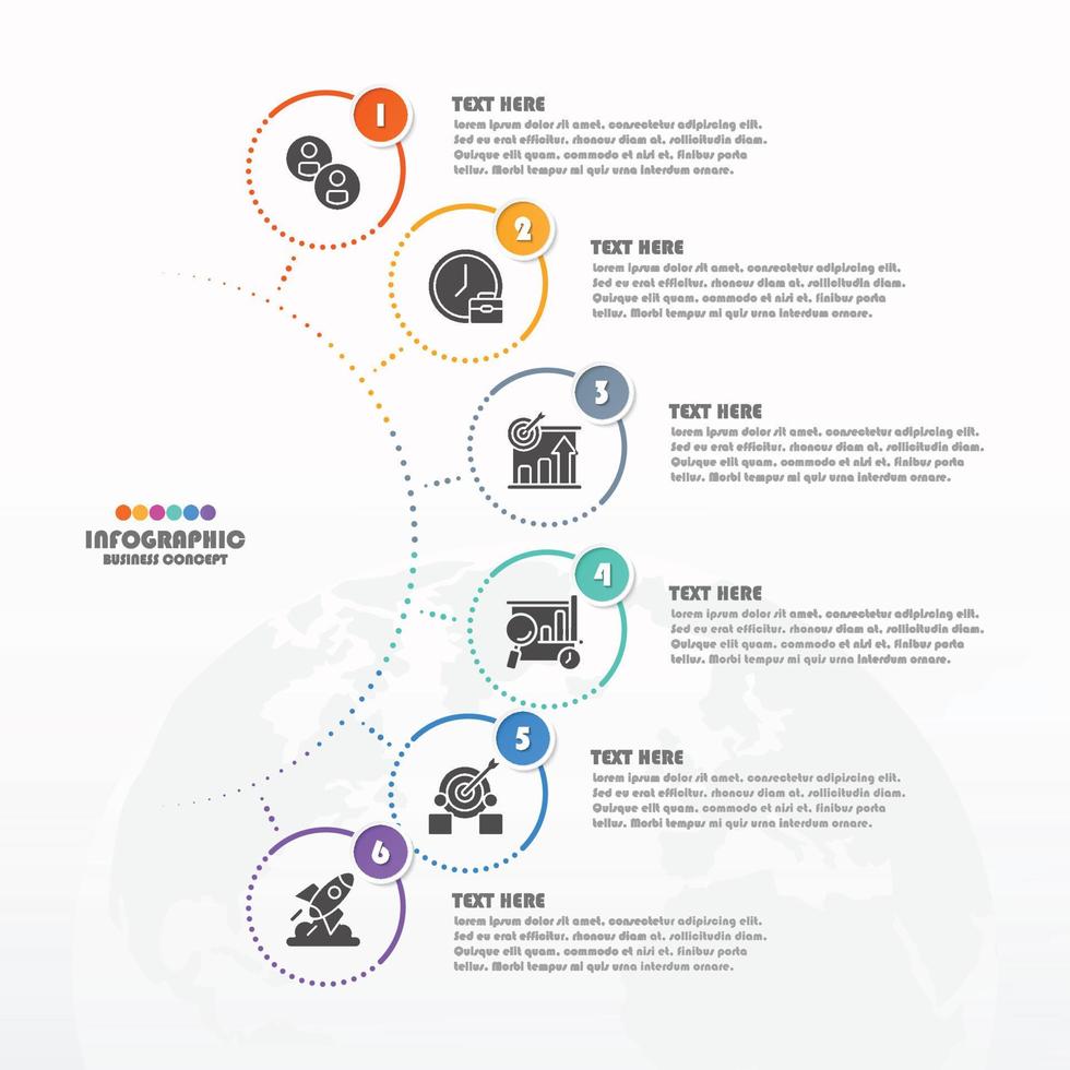 Infographic with 6 steps, process or options. vector