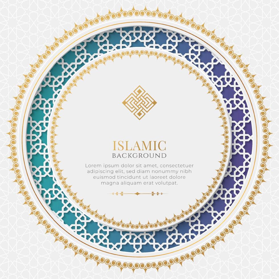 White and Blue Luxury Islamic Background with Decorative Ornament Frame vector