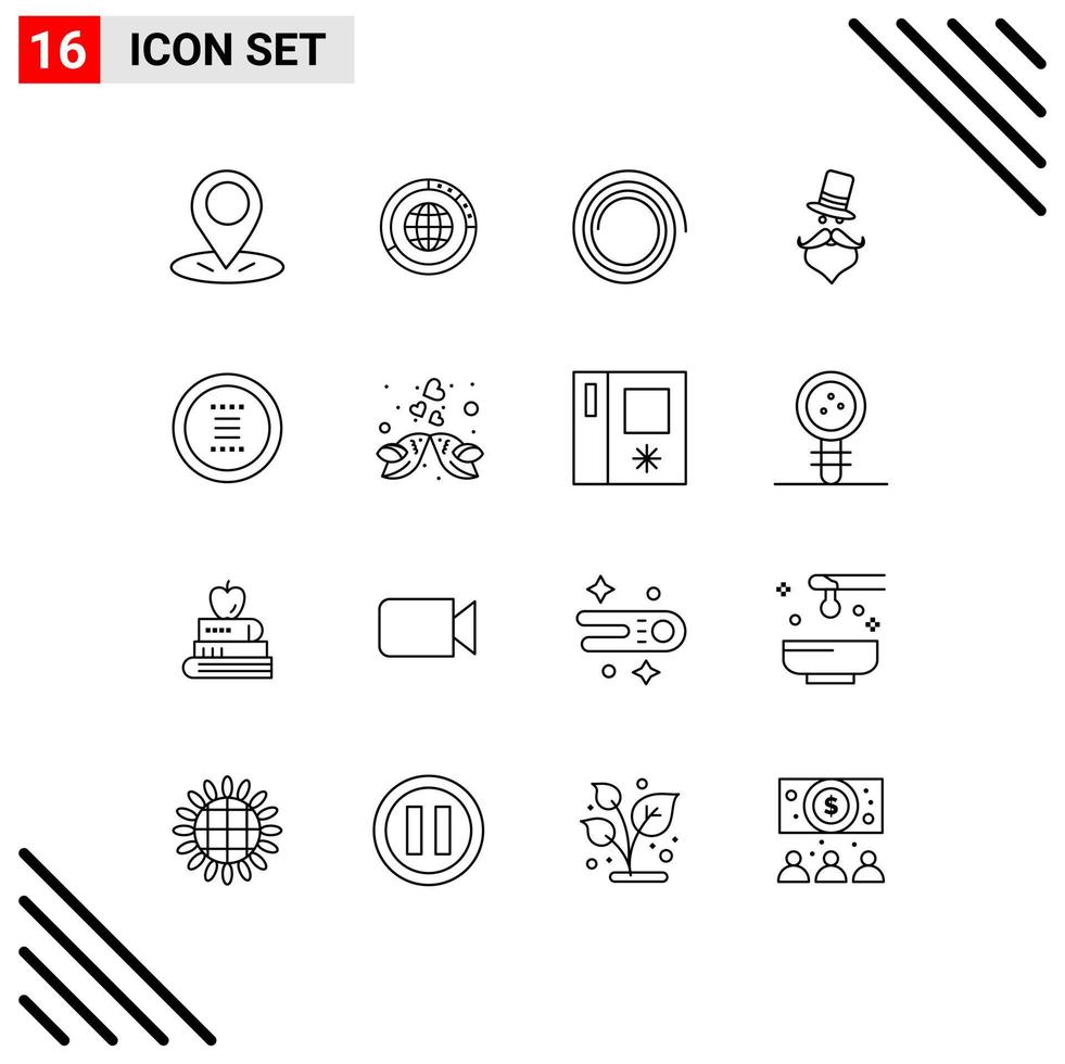 Set of 16 Modern UI Icons Symbols Signs for app santa clause statistics movember moustache Editable Vector Design Elements