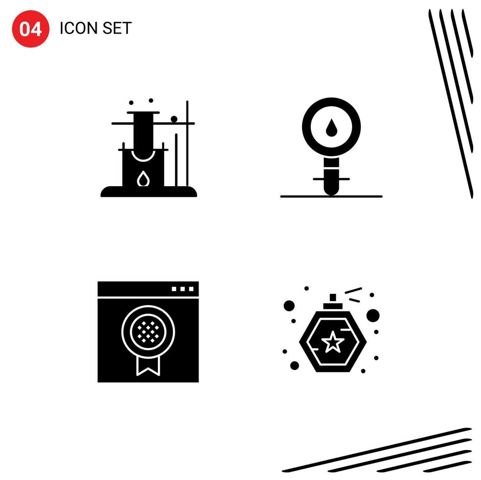Stock Vector Icon Pack of 4 Line Signs and Symbols for like browser biochemistry chemistry online Editable Vector Design Elements