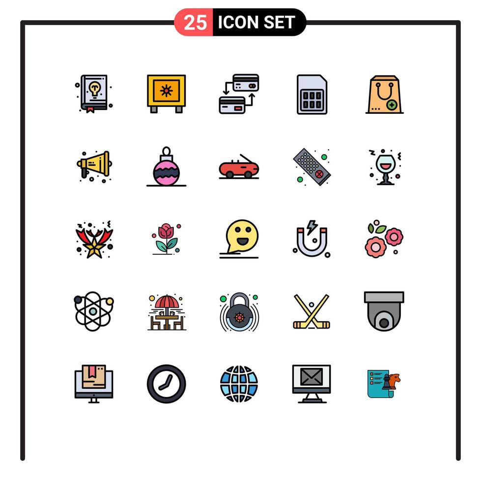 25 iconos creativos, signos y símbolos modernos de elementos de diseño de vectores editables de tarjeta de teléfono de tarjeta sim adicional