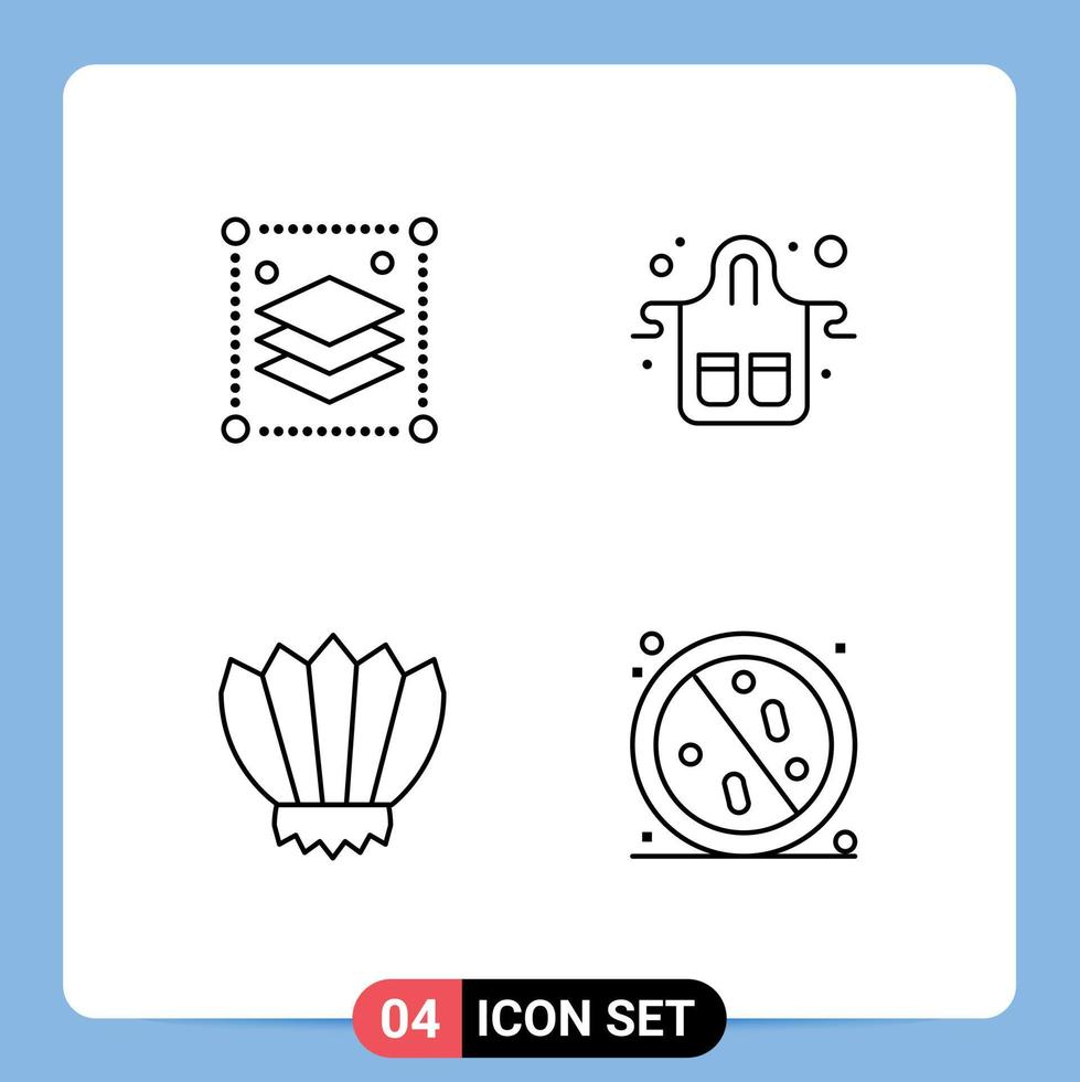 4 User Interface Line Pack of modern Signs and Symbols of copy layers diving misc gloves flippers Editable Vector Design Elements