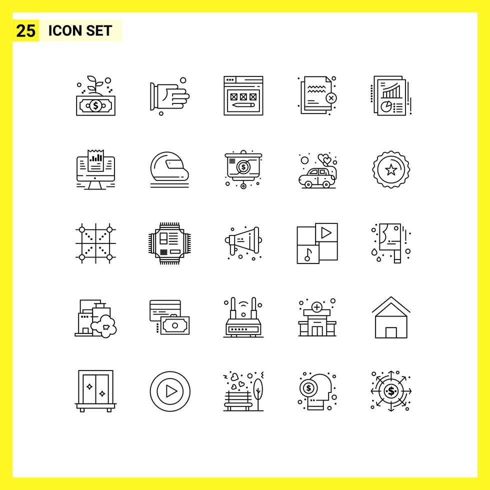Pictogram Set of 25 Simple Lines of security file office deny website Editable Vector Design Elements