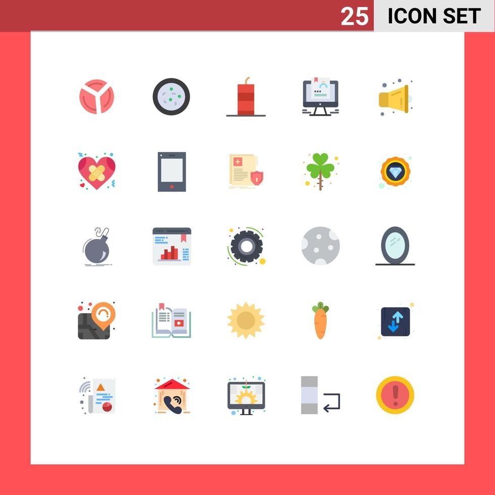 interfaz móvil conjunto de colores planos de 25 pictogramas de multimedia cv dinamita perfil de computadora elementos de diseño vectorial editables vector