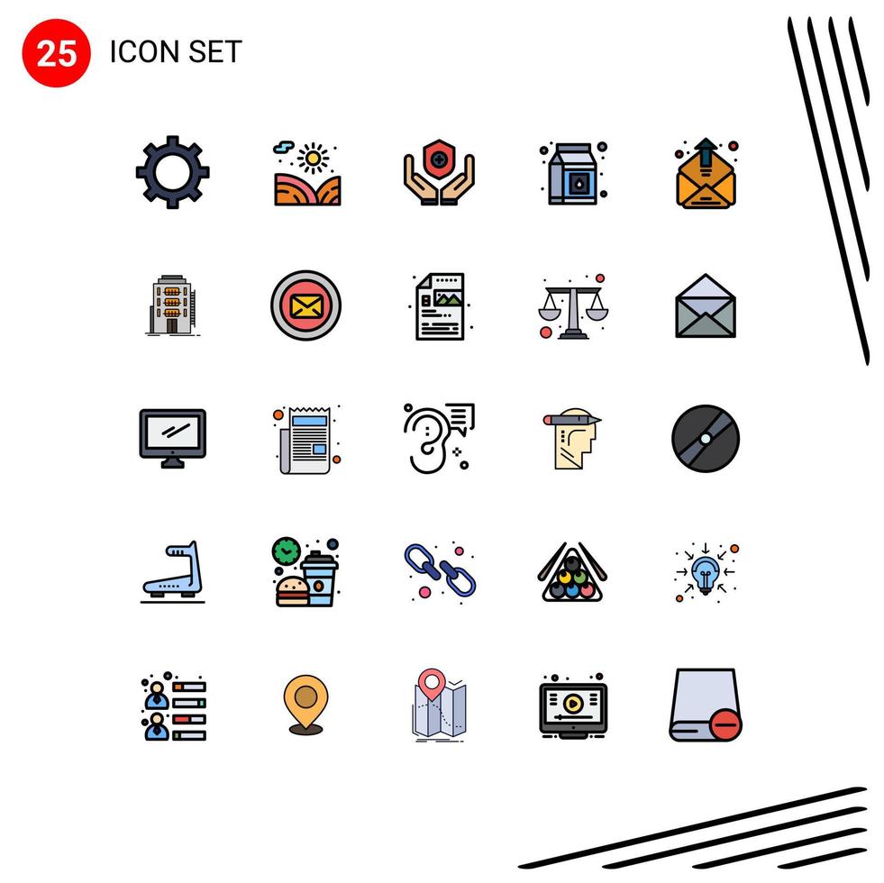 paquete de iconos de vectores de stock de 25 signos y símbolos de línea para crear elementos de diseño de vectores editables del paquete de correo electrónico del escudo de la bandeja de entrada