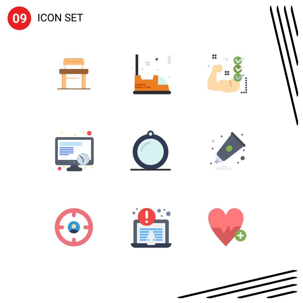 Flat Color Pack of 9 Universal Symbols of decor time entertainment schedule routine Editable Vector Design Elements