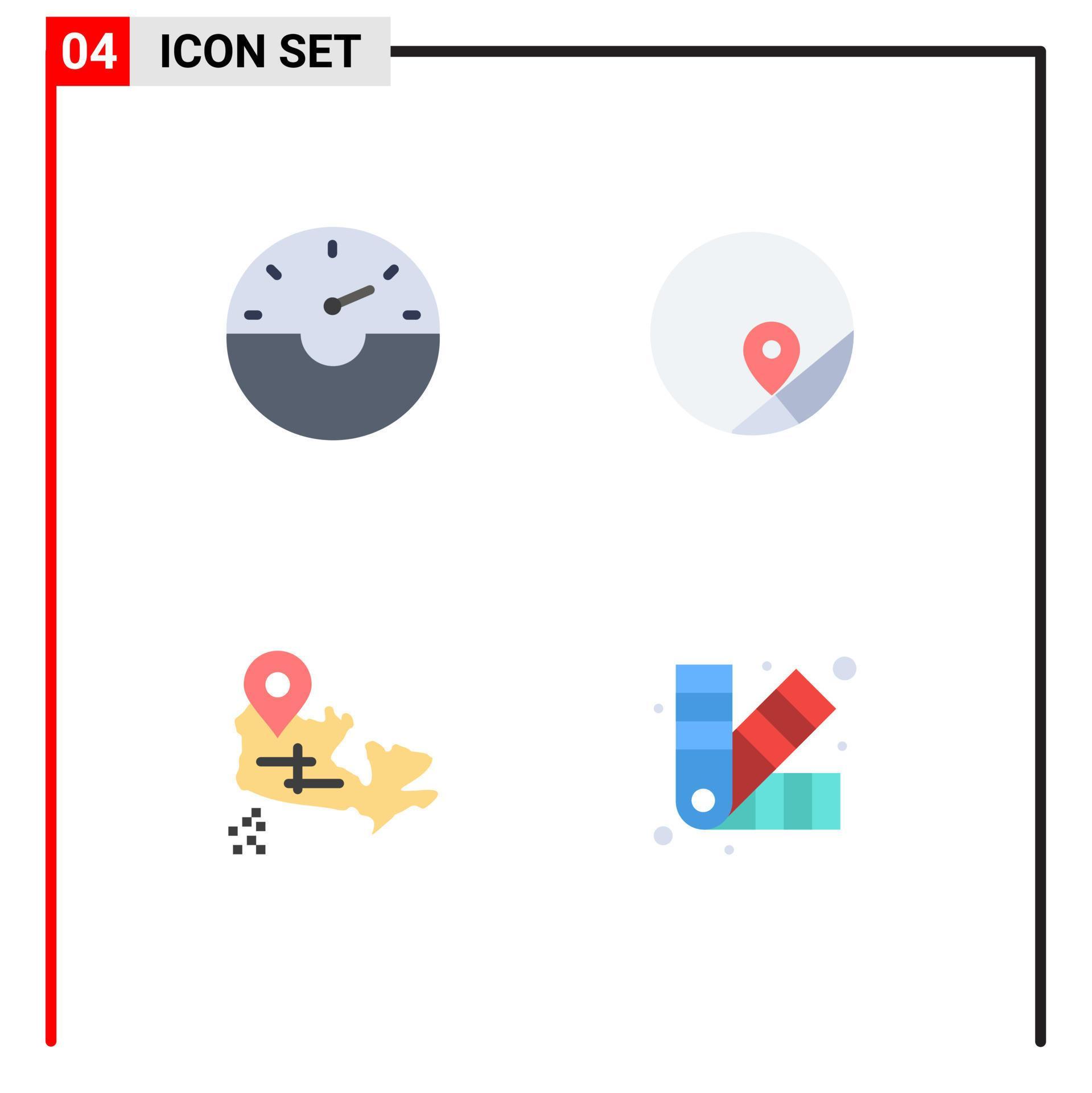 4 Thematic Vector Flat Icons and Editable Symbols of dash location