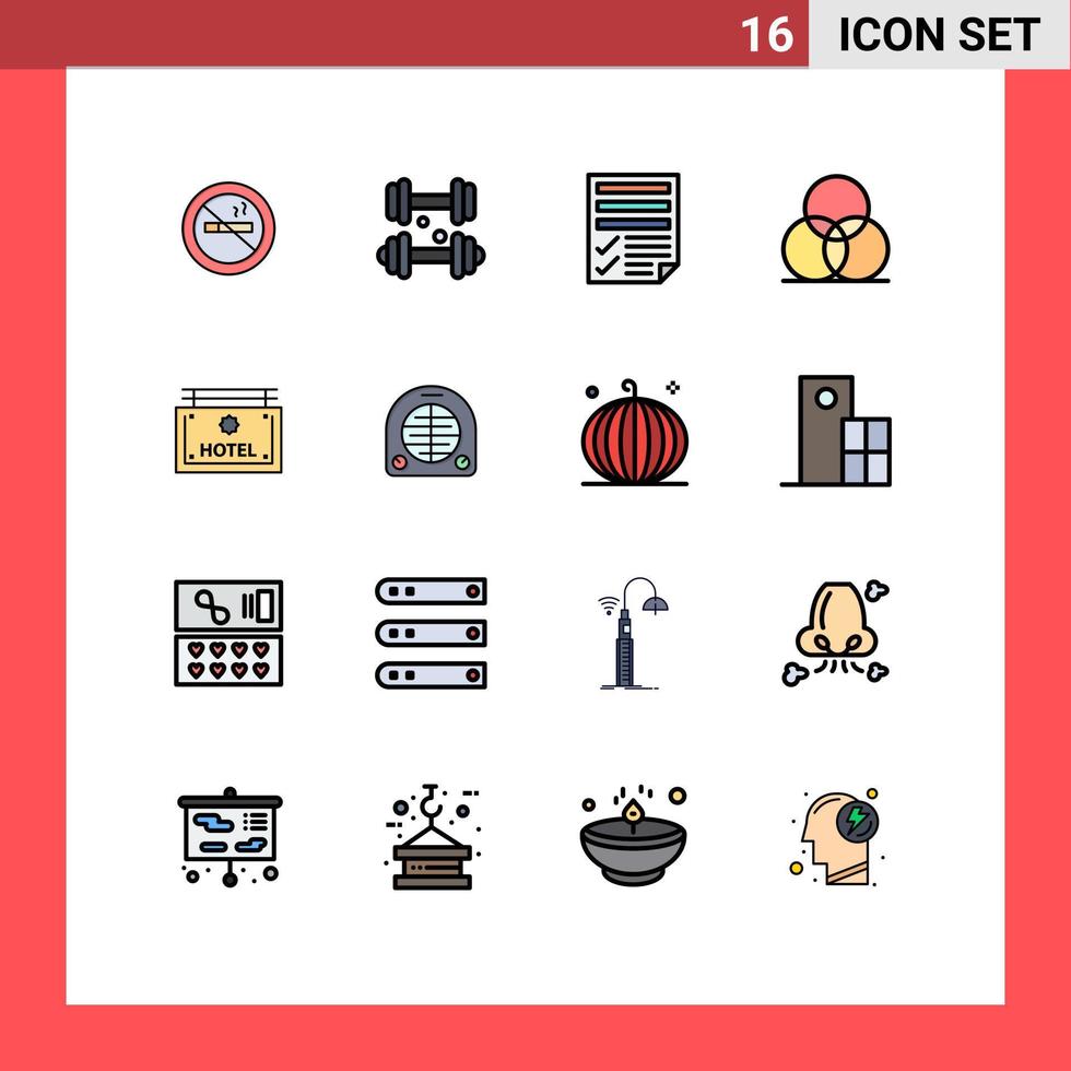 Stock Vector Icon Pack of 16 Line Signs and Symbols for hotel wheel data rgb report Editable Creative Vector Design Elements
