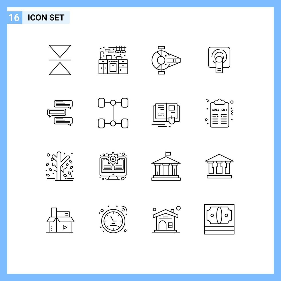 16 Creative Icons Modern Signs and Symbols of comments chat interceptor screen tuch Editable Vector Design Elements