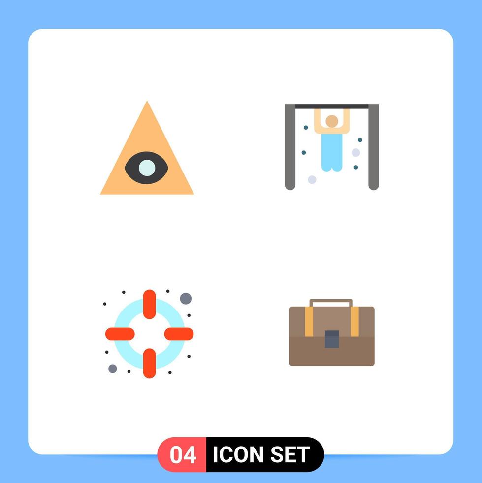 Mobile Interface Flat Icon Set of 4 Pictograms of eye bag competition help case Editable Vector Design Elements