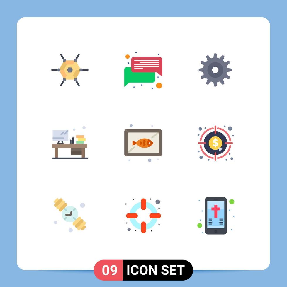 conjunto de 9 iconos de interfaz de usuario modernos símbolos signos para platos mariscos configuración libro de pescado elementos de diseño vectorial editables vector