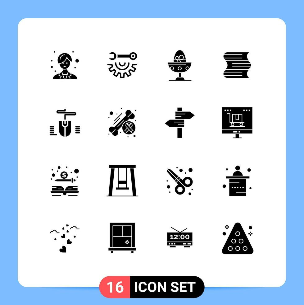 Universal Icon Symbols Group of 16 Modern Solid Glyphs of design mouse boiled egg files document Editable Vector Design Elements