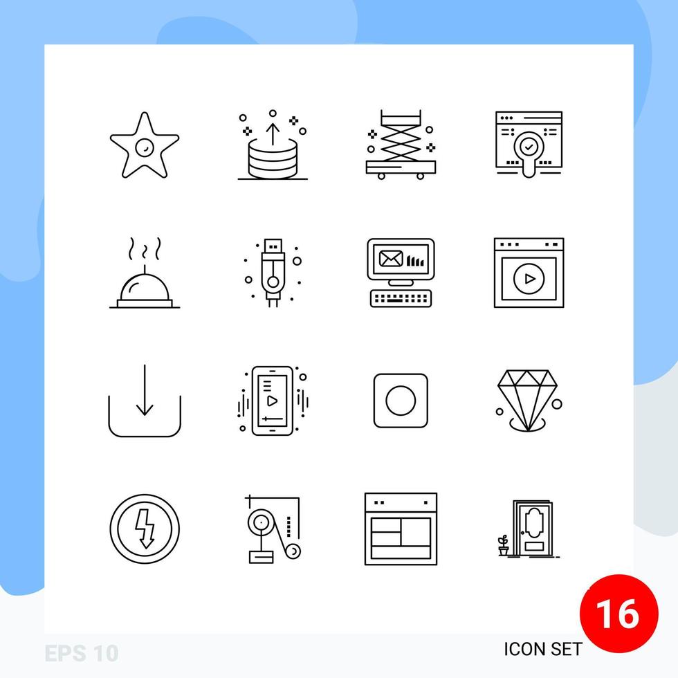 Set of 16 Commercial Outlines pack for food pack up find web Editable Vector Design Elements