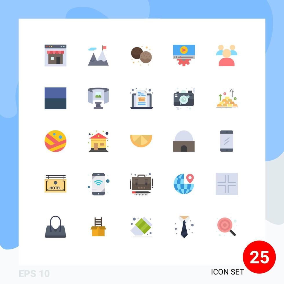 Set of 25 Modern UI Icons Symbols Signs for design play motivation video eat Editable Vector Design Elements