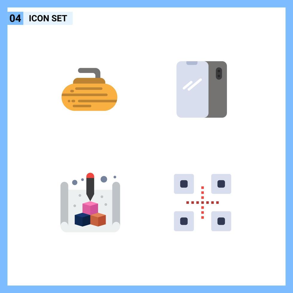 4 Flat Icon concept for Websites Mobile and Apps bowls blue sport mobile print Editable Vector Design Elements