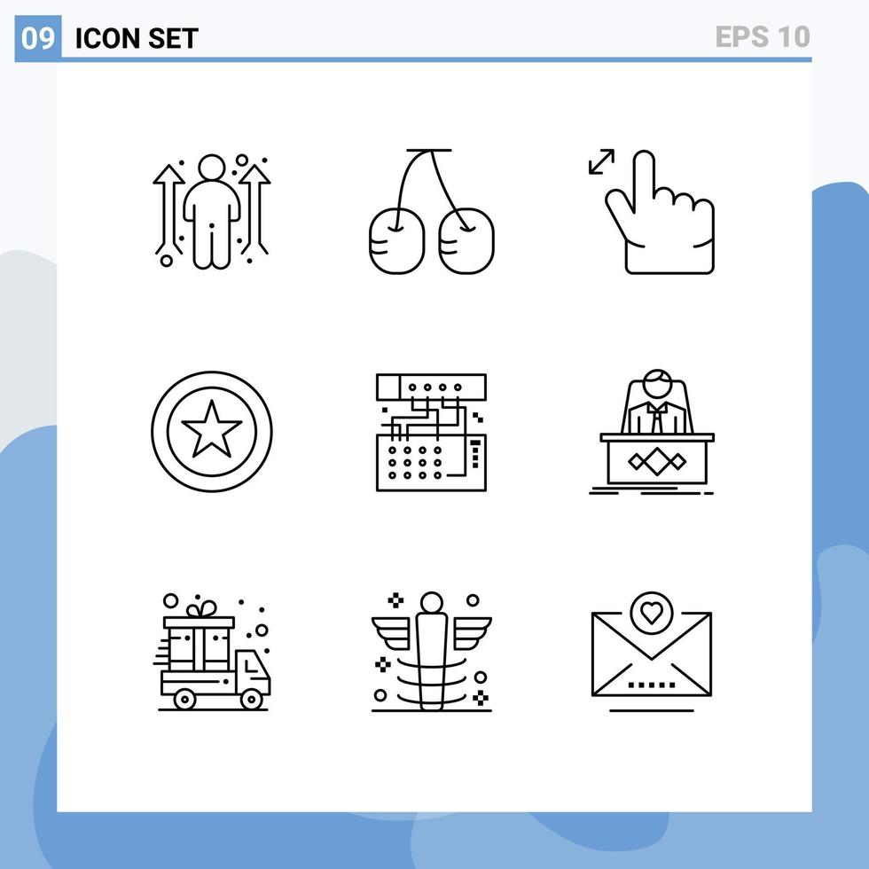 9 Thematic Vector Outlines and Editable Symbols of sound device hand connection business Editable Vector Design Elements