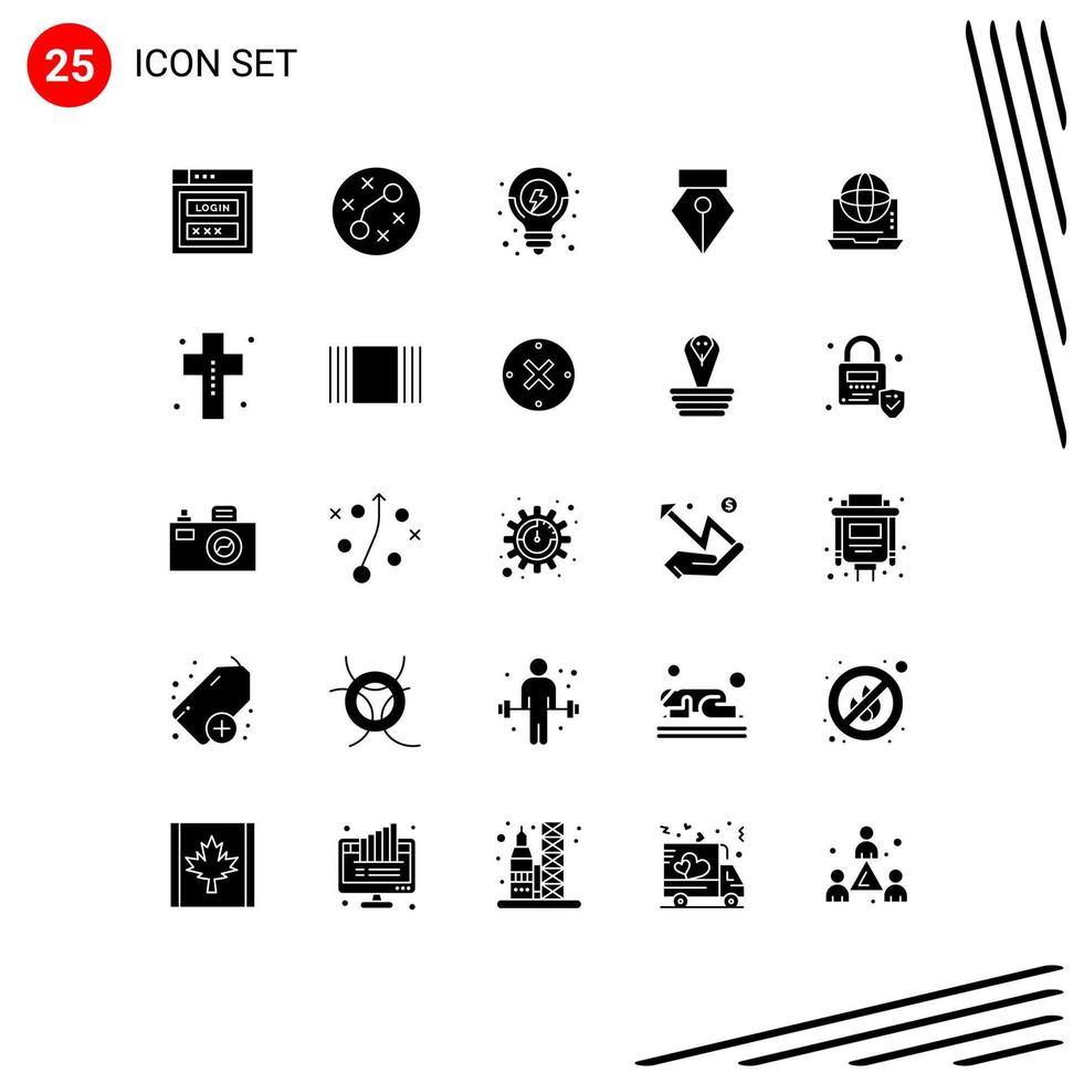 Universal Icon Symbols Group of 25 Modern Solid Glyphs of communication internet idea photo editor Editable Vector Design Elements