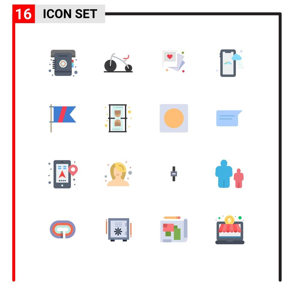 16 Thematic Vector Flat Colors and Editable Symbols of flag sign photo golf rainy Editable Pack of Creative Vector Design Elements