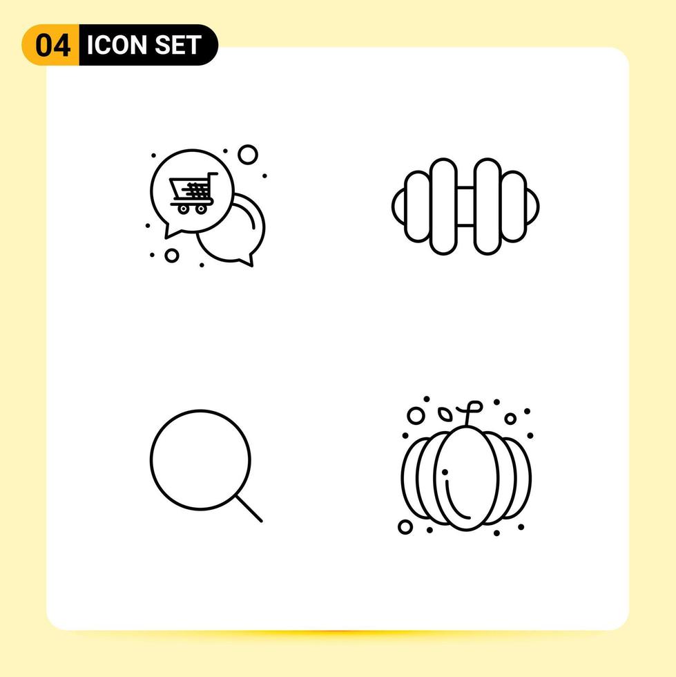 Set of 4 Modern UI Icons Symbols Signs for mail tool shop sports autumn Editable Vector Design Elements