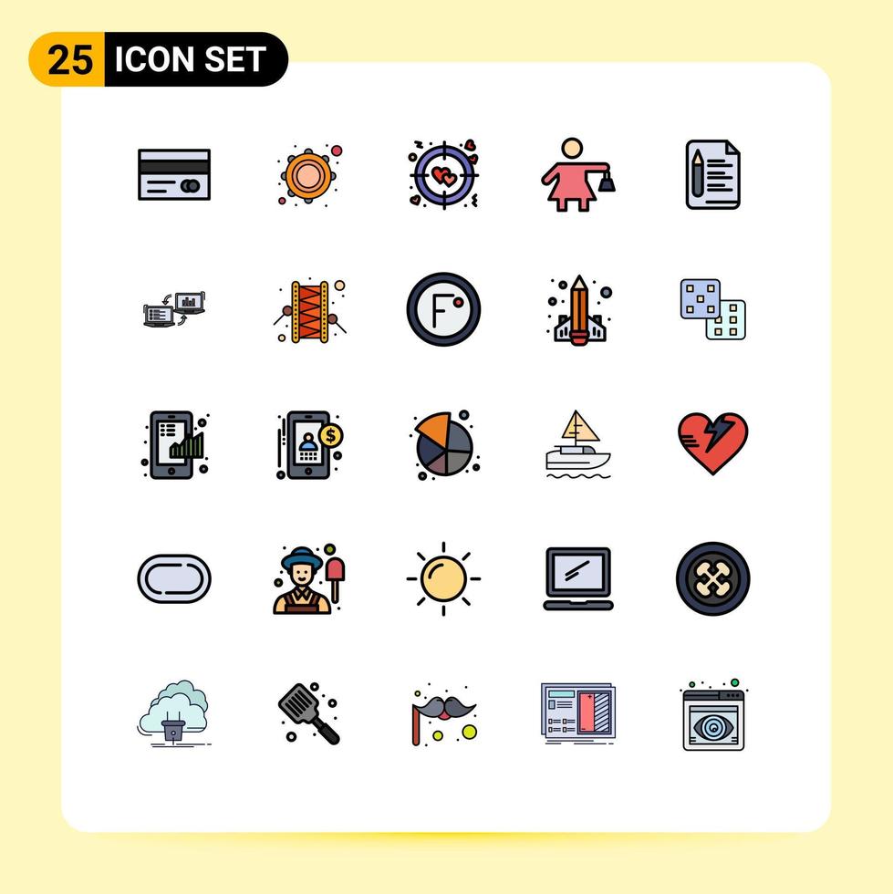 Set of 25 Modern UI Icons Symbols Signs for pencil text heart file shopping Editable Vector Design Elements
