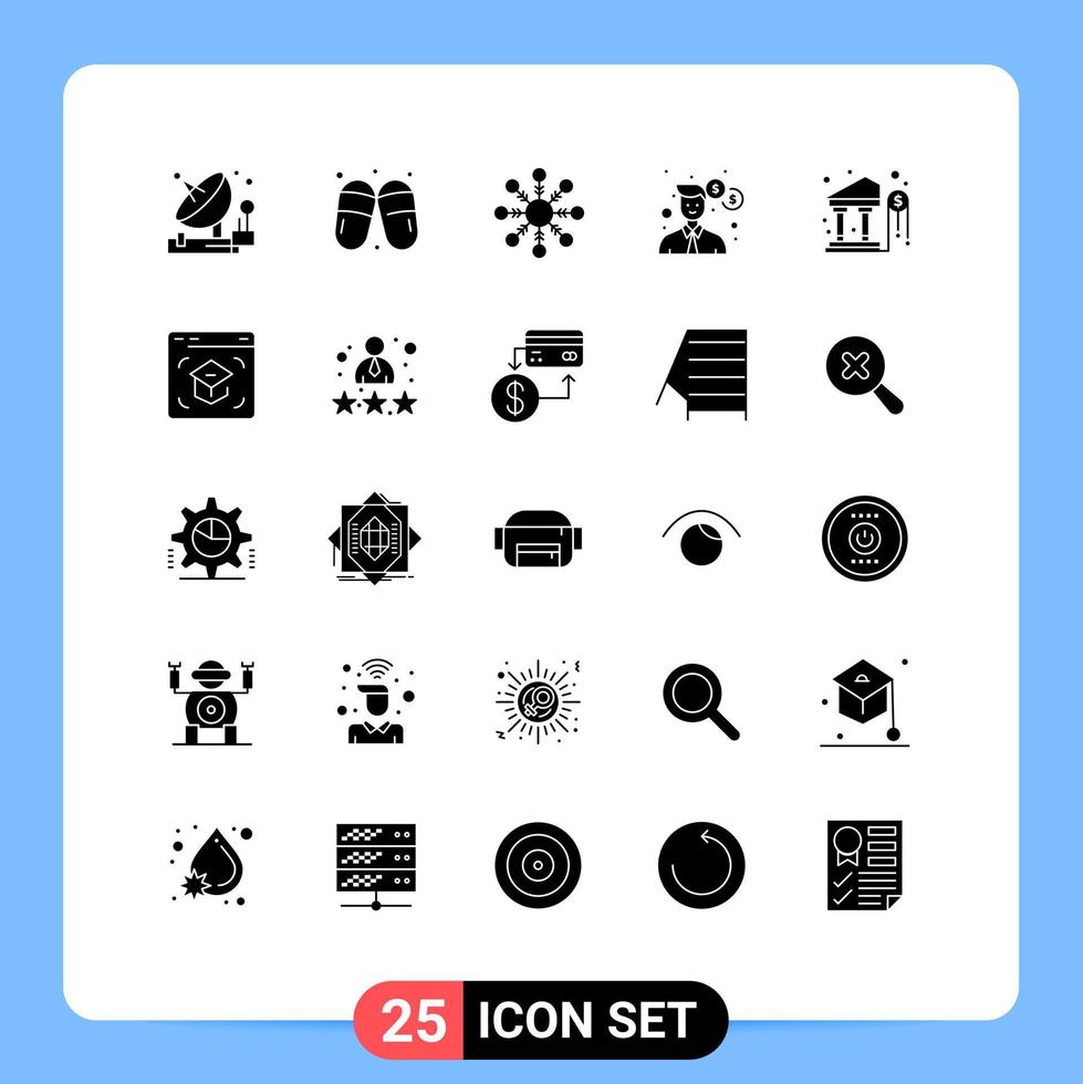 Set of 25 Modern UI Icons Symbols Signs for dollar money slippers office business Editable Vector Design Elements