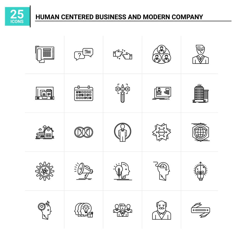 25 Human centered Business and Modern company icon set vector background