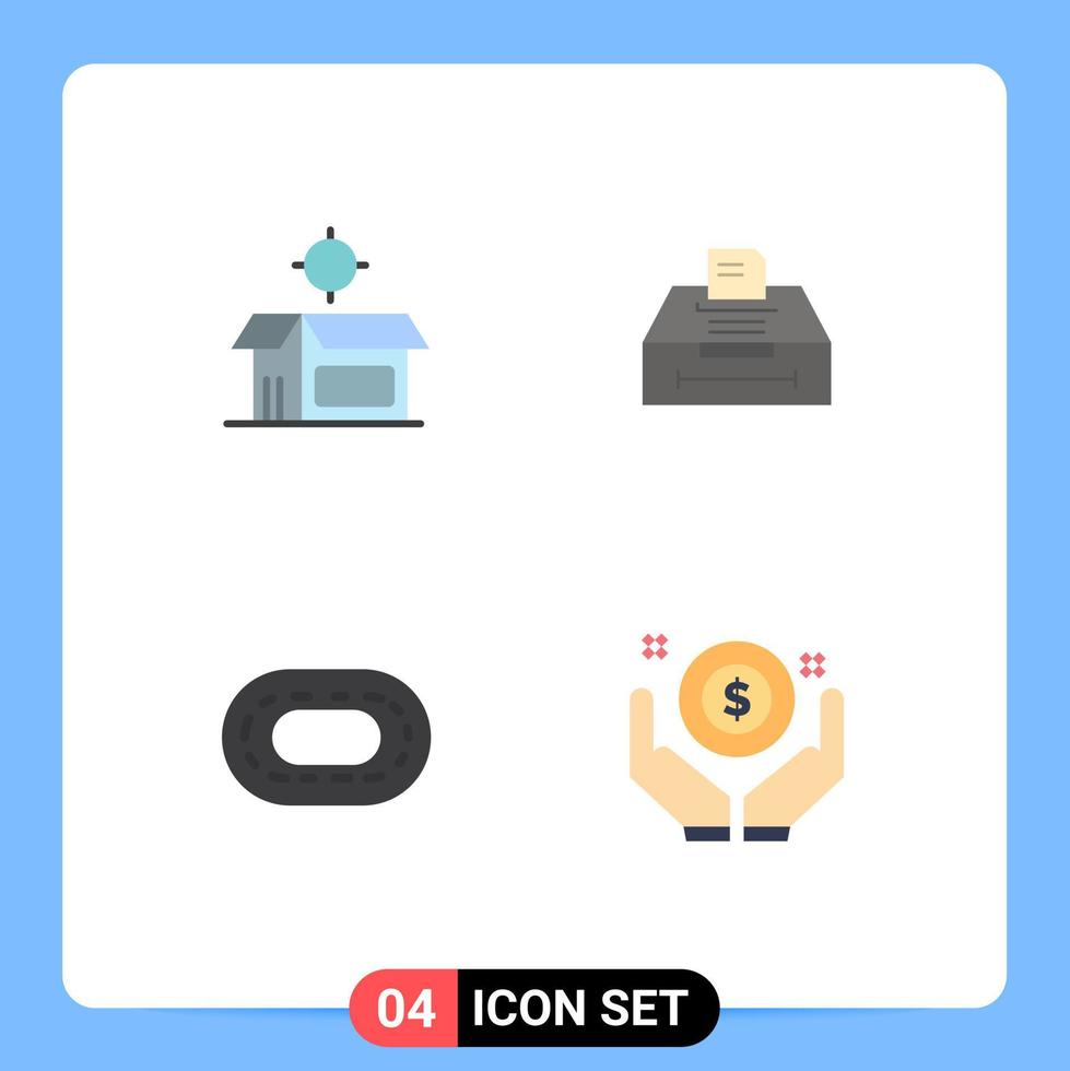 conjunto moderno de 4 iconos planos pictograma de elementos de diseño vectorial editables de negocio de producto de seguimiento de producto abierto vector