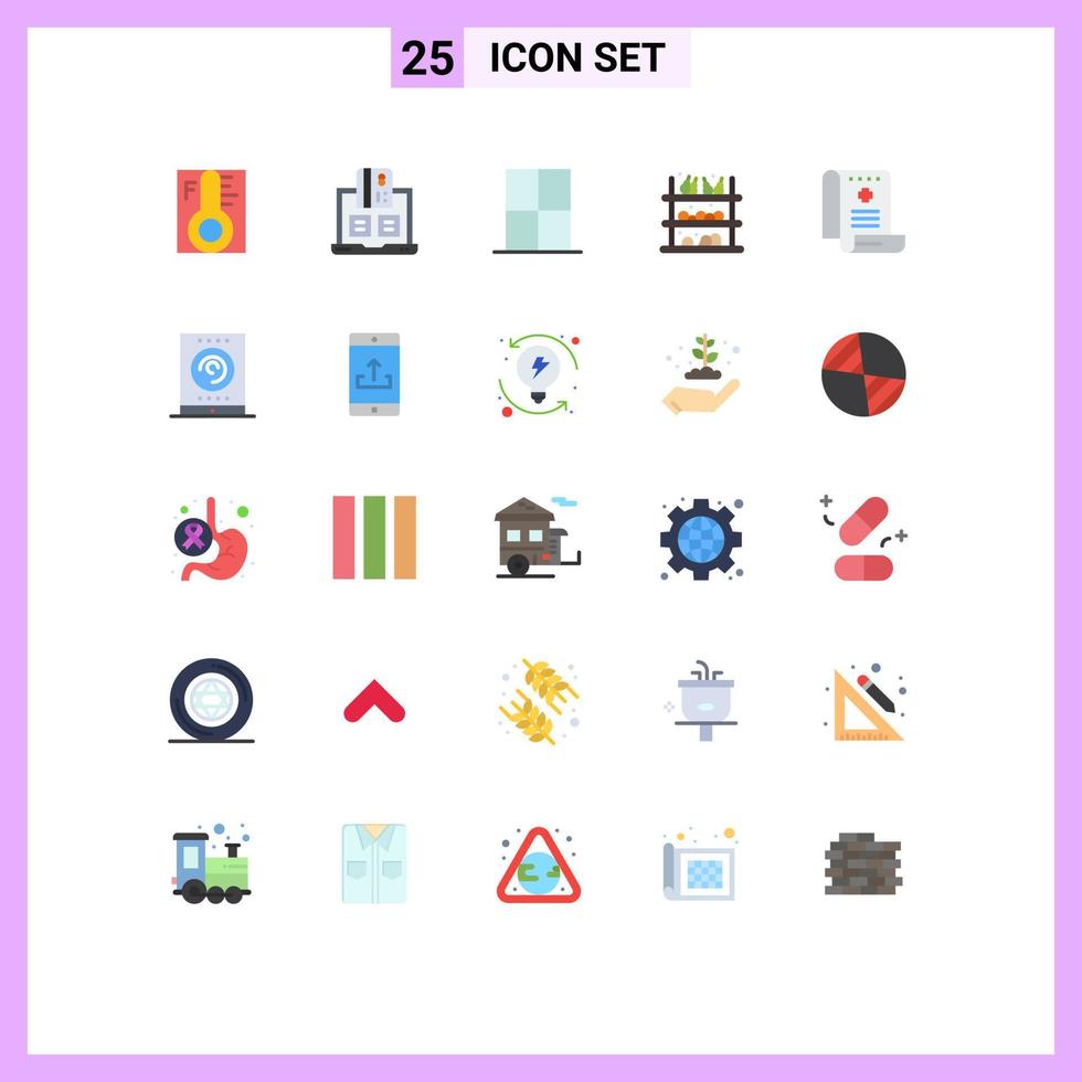 paquete de 25 colores planos creativos de elementos de diseño vectorial editables interiores de armario de cuaderno de supermercado vector