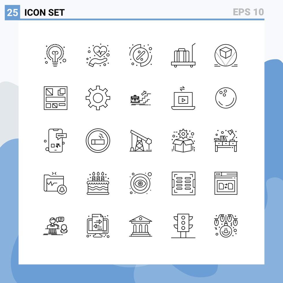 25 Creative Icons Modern Signs and Symbols of deliver packages menu box scale Editable Vector Design Elements