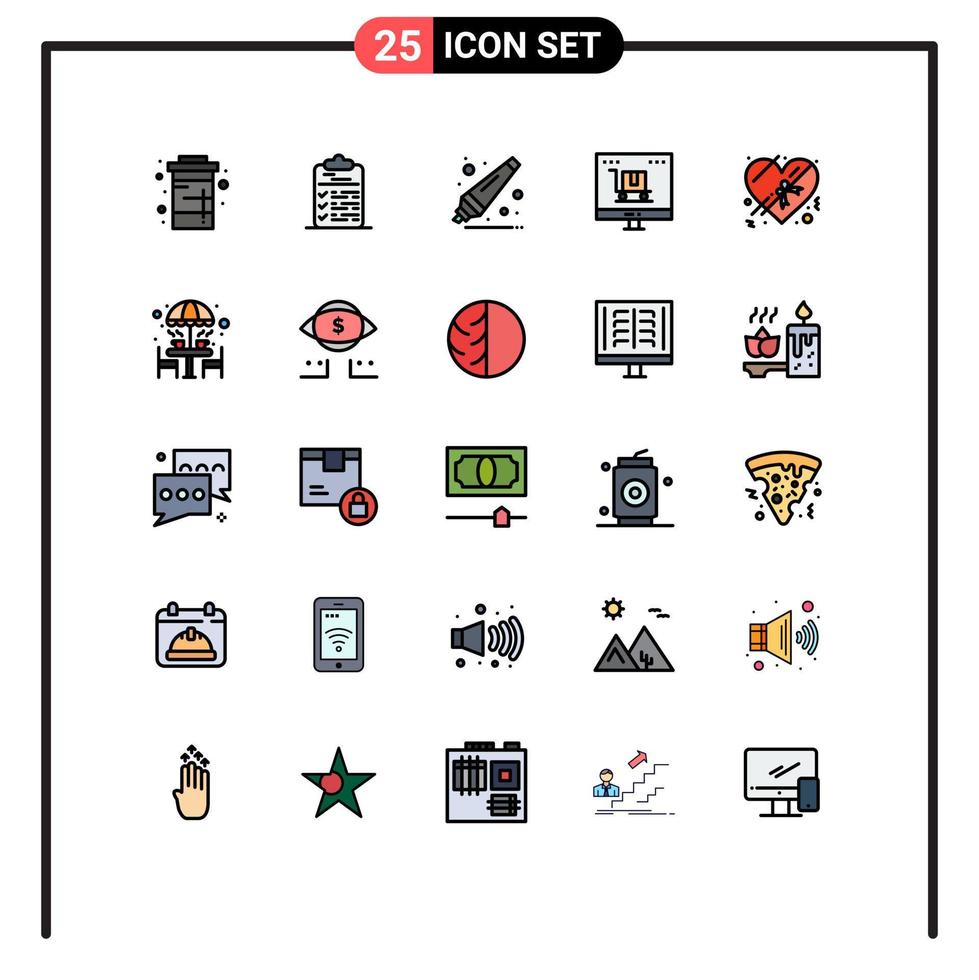 paquete de iconos de vector de stock de 25 signos y símbolos de línea para marketing documento de marketing digital removedor de negocios elementos de diseño de vector editables