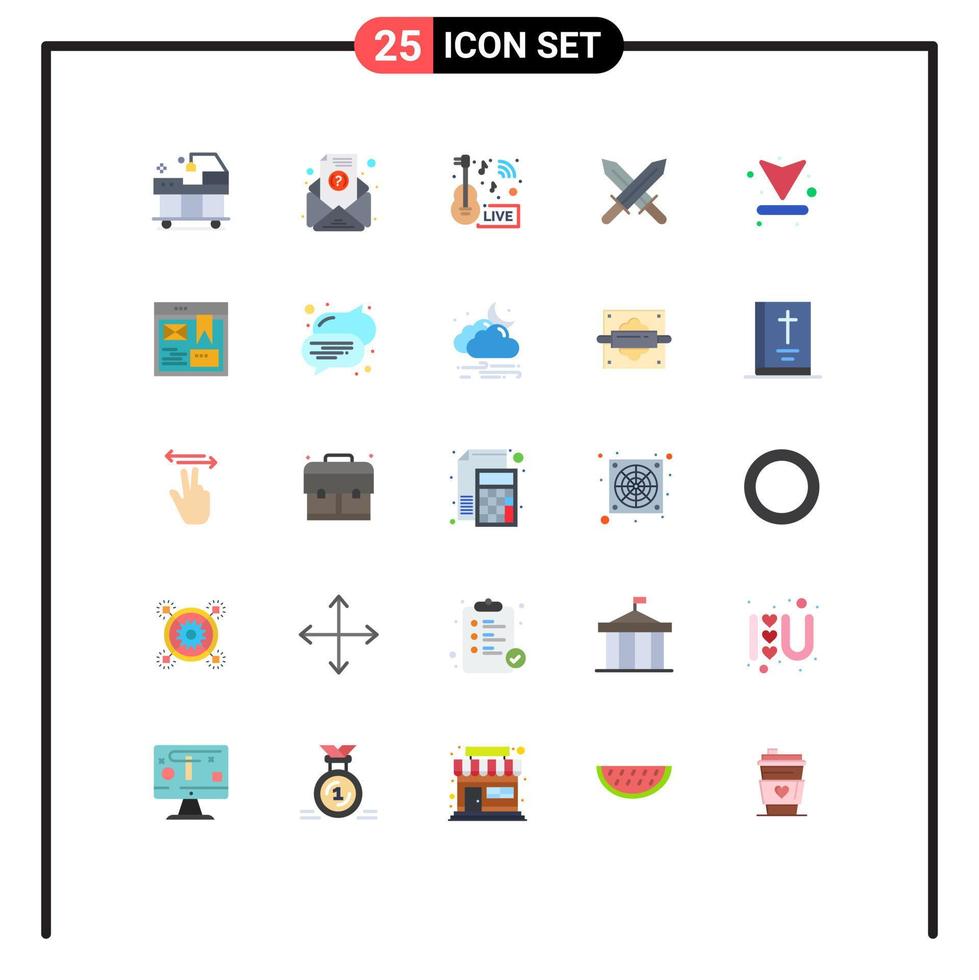 Universal Icon Symbols Group of 25 Modern Flat Colors of up arrow entertainment swoeds sword Editable Vector Design Elements