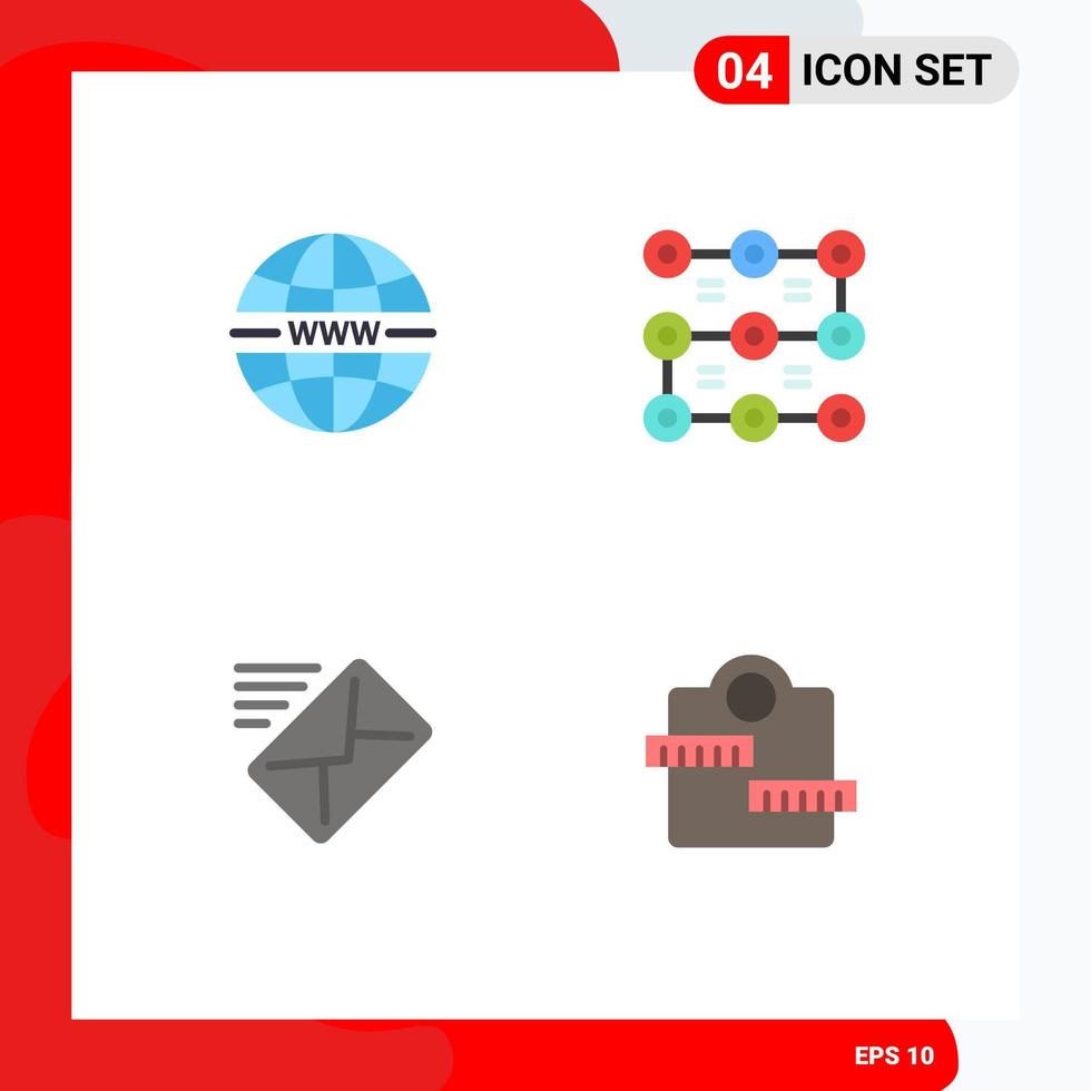 4 Universal Flat Icons Set for Web and Mobile Applications internet mail web protection sent Editable Vector Design Elements