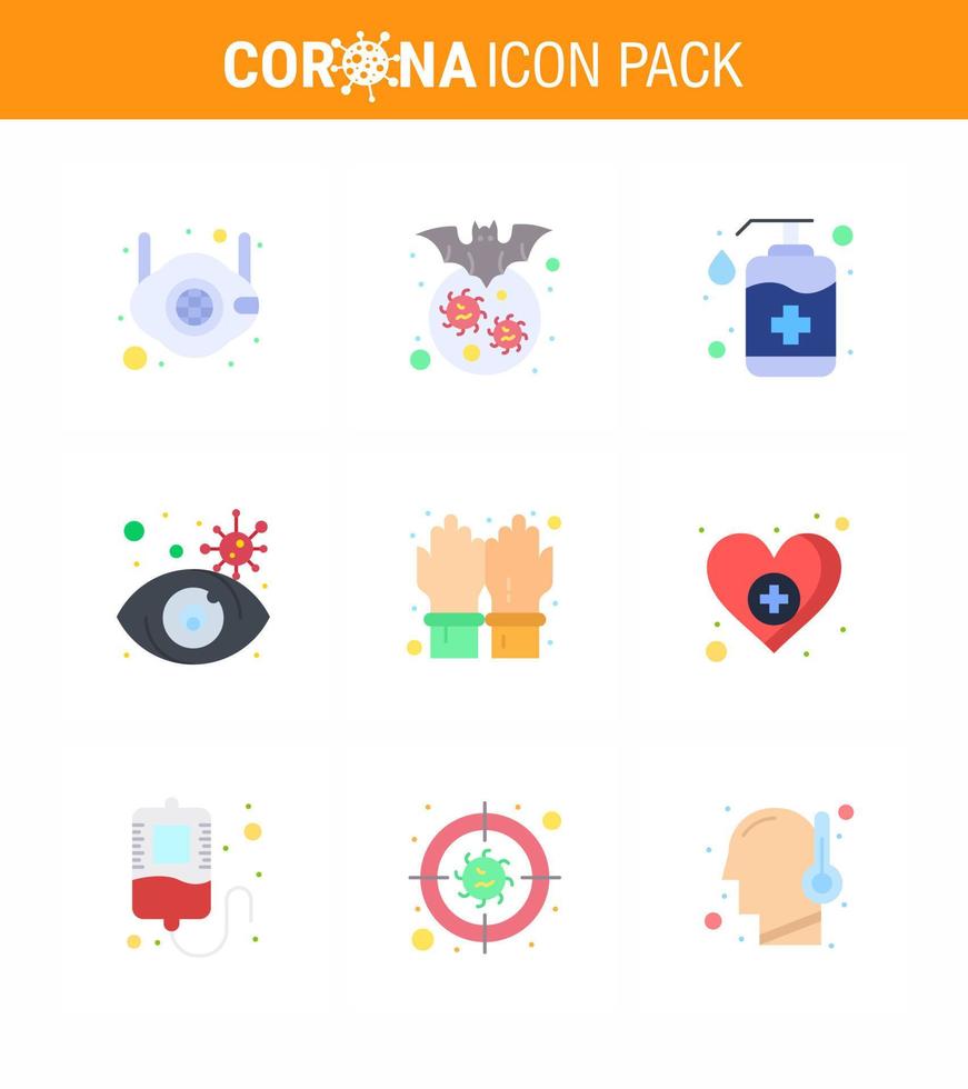 Coronavirus 2019nCoV Covid19 Prevention icon set view eye virus wash handcare viral coronavirus 2019nov disease Vector Design Elements