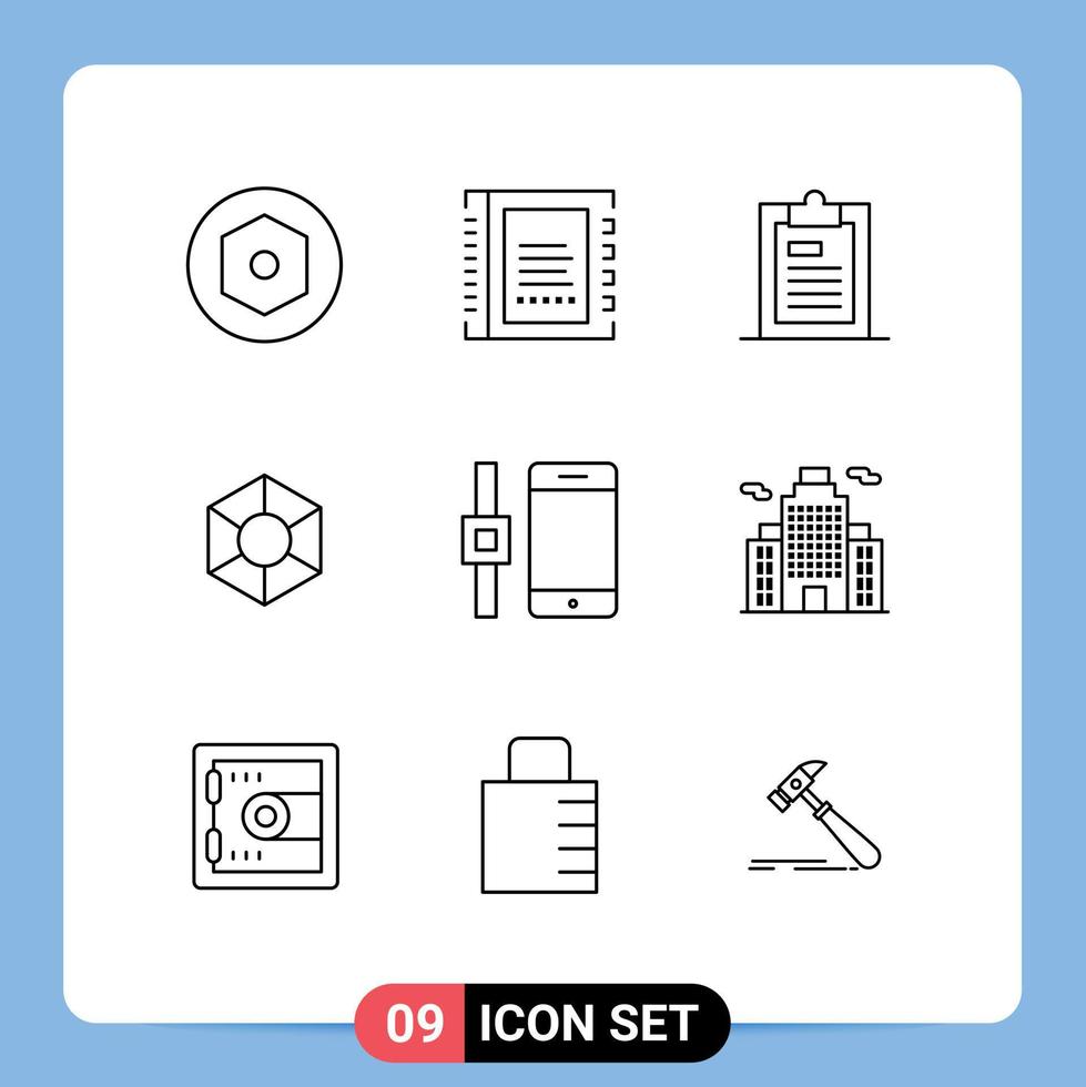 9 User Interface Outline Pack of modern Signs and Symbols of connect crypto clipboard coin paper Editable Vector Design Elements