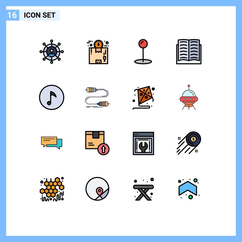 Stock Vector Icon Pack of 16 Line Signs and Symbols for buzz music maps key education Editable Creative Vector Design Elements